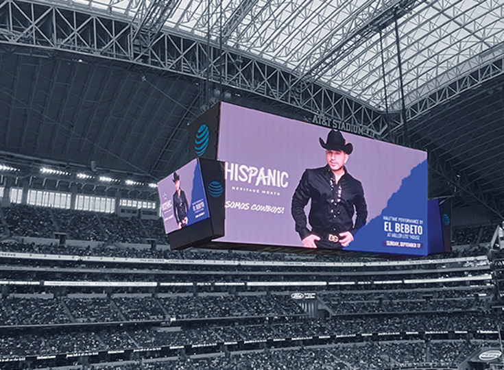 Large screen introducing a baseball player at a baseball game